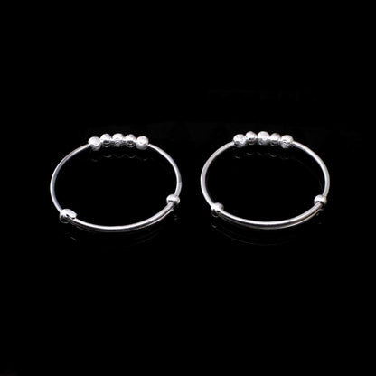 Real Silver Kids Bangles Bracelet Pair