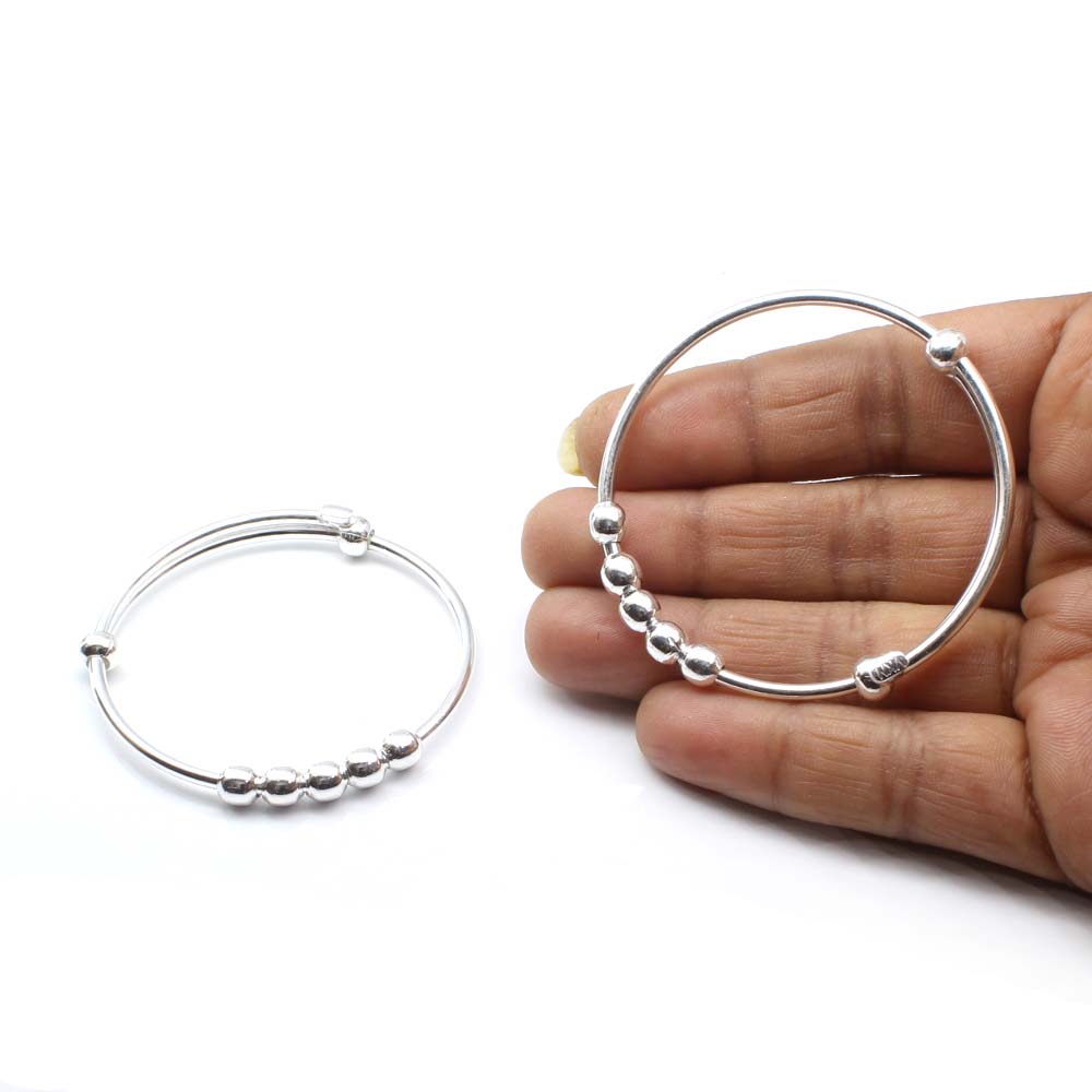 Real 925 Silver Kids Bangles Bracelet Pair