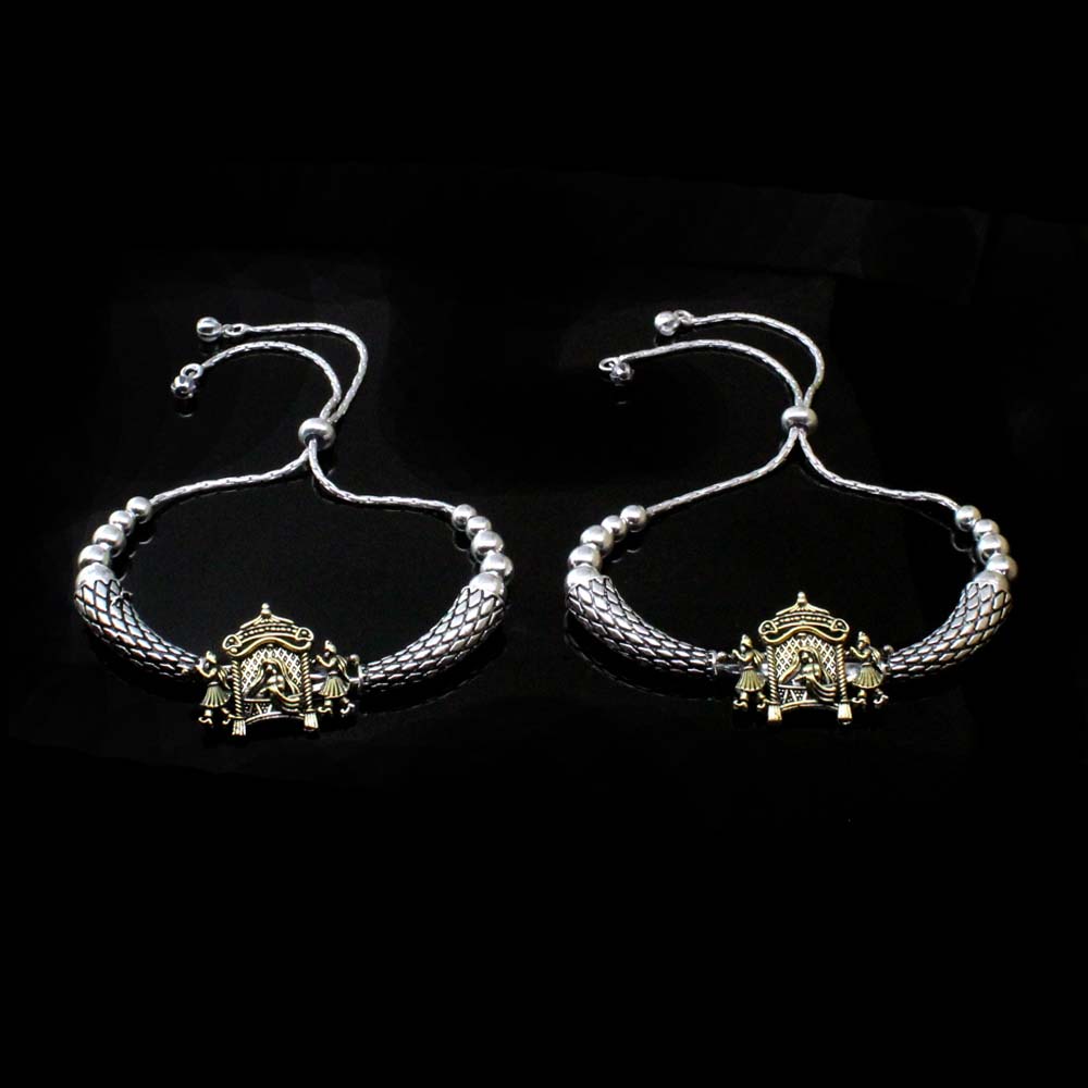 Real Sterling Silver Oxidized Anklets Ankle Pair