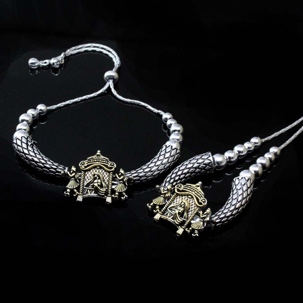 Real Sterling Silver Oxidized Anklets Ankle Pair