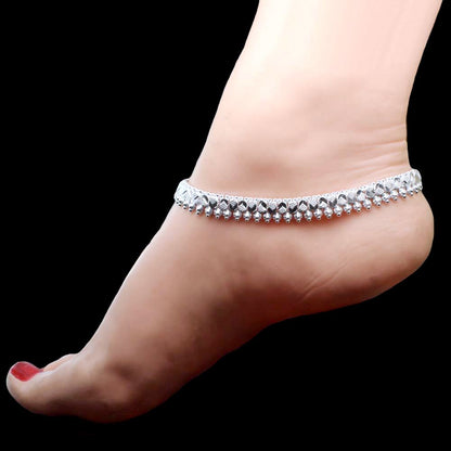 Cute Real Silver Anklets Ankle Pair 10.5"