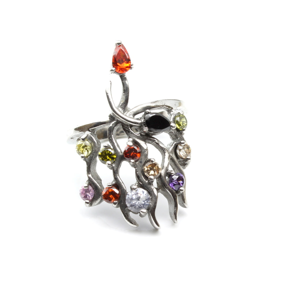 925 Sterling Silver Multi CZ women ring