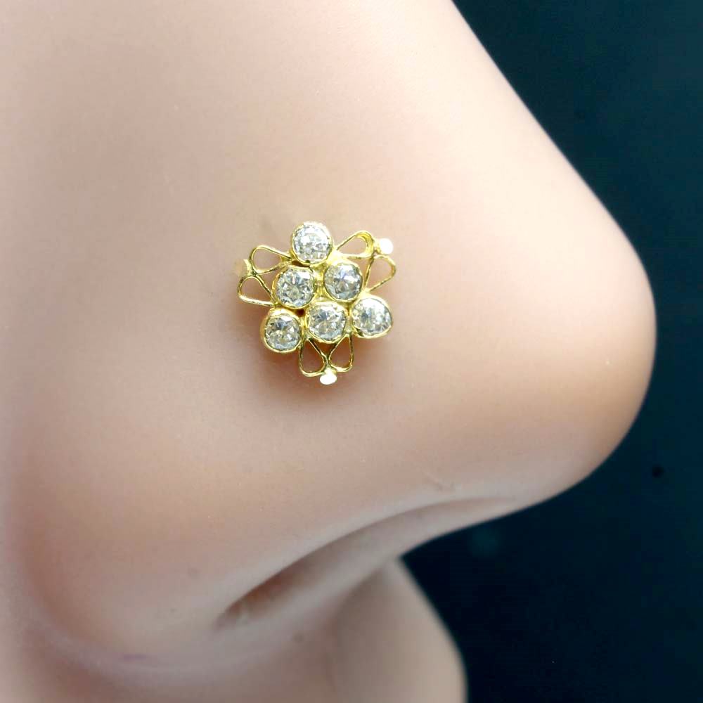 Floral 14K Real Gold Nose stud 