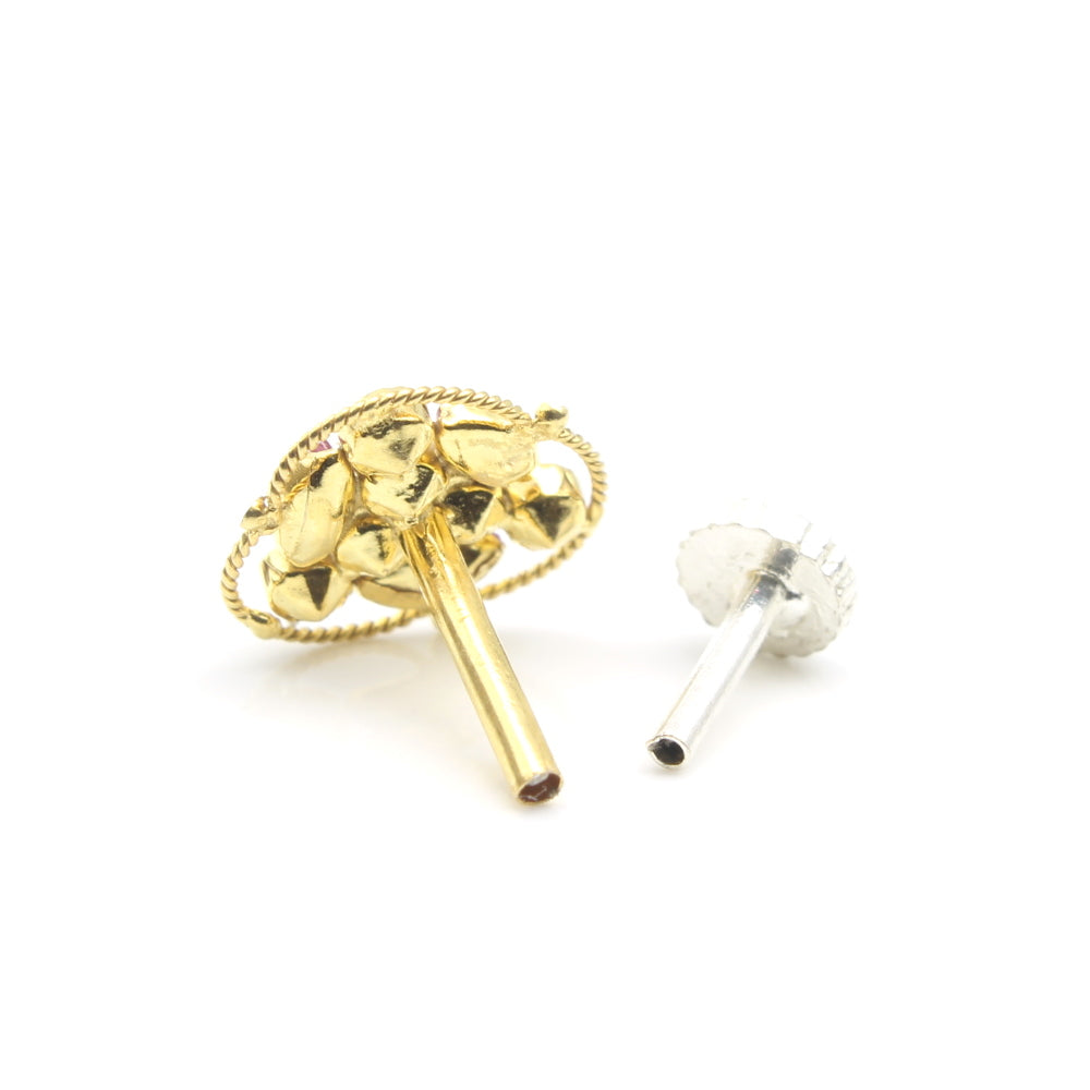 14 k gold nose stud with push pin for women