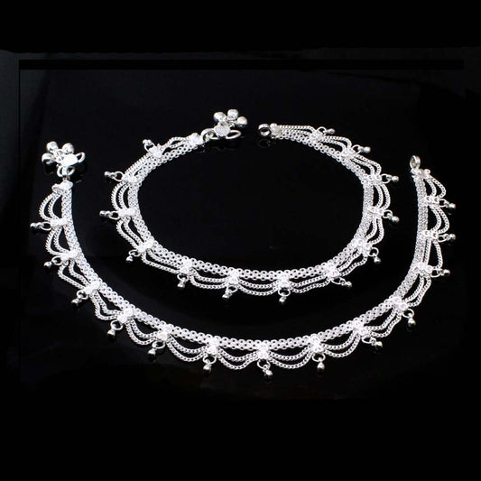 Real Sterling Silver Anklets Ankle Pair 10.3"