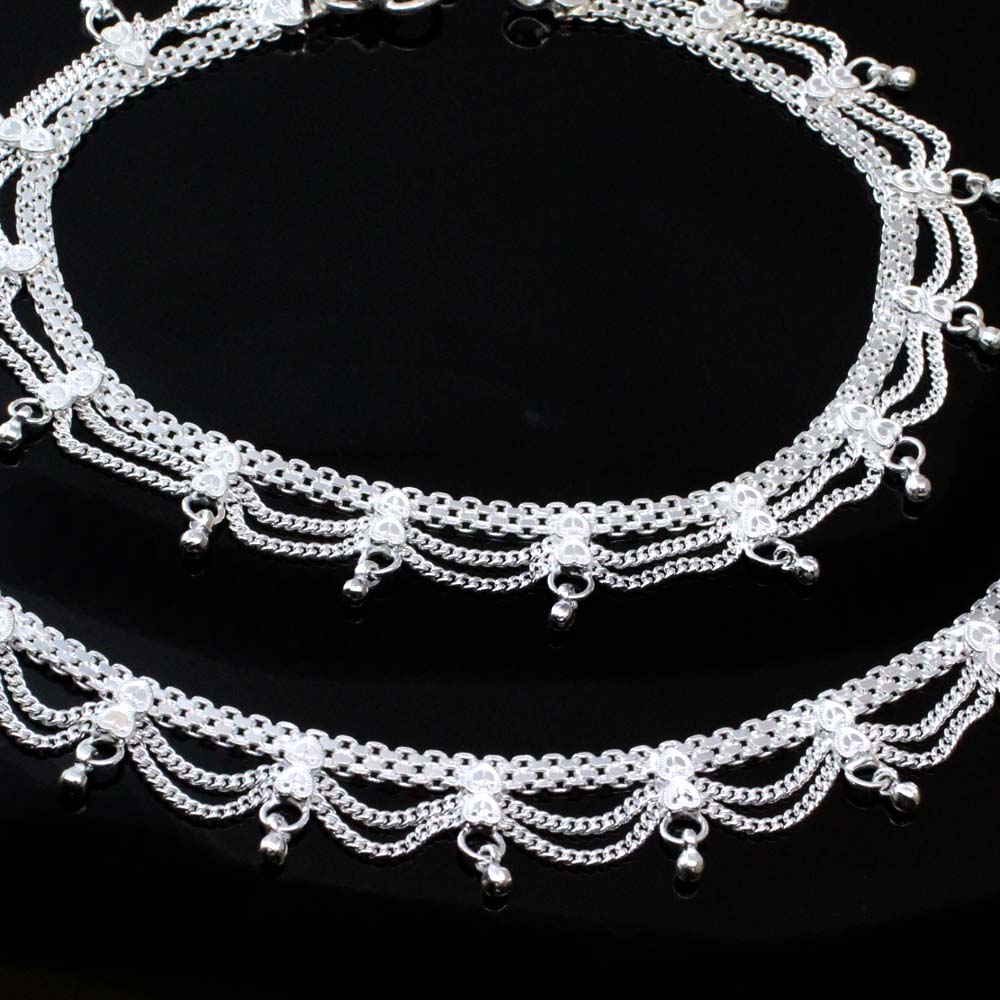 Real Sterling Silver Anklets Ankle Pair 10.3"