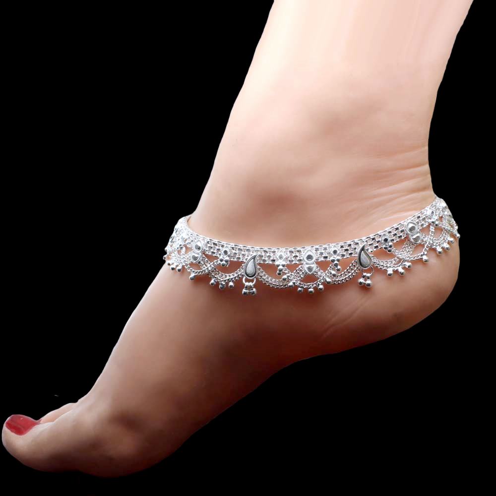 Real Silver Women Anklets Ankle Pair 10.3"