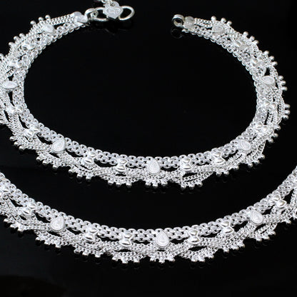 Real Sterling Silver Anklets Ankle Pair 10.5"