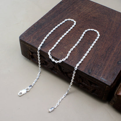 Real Sterling Silver Indian Style Neck Chain 18.5"