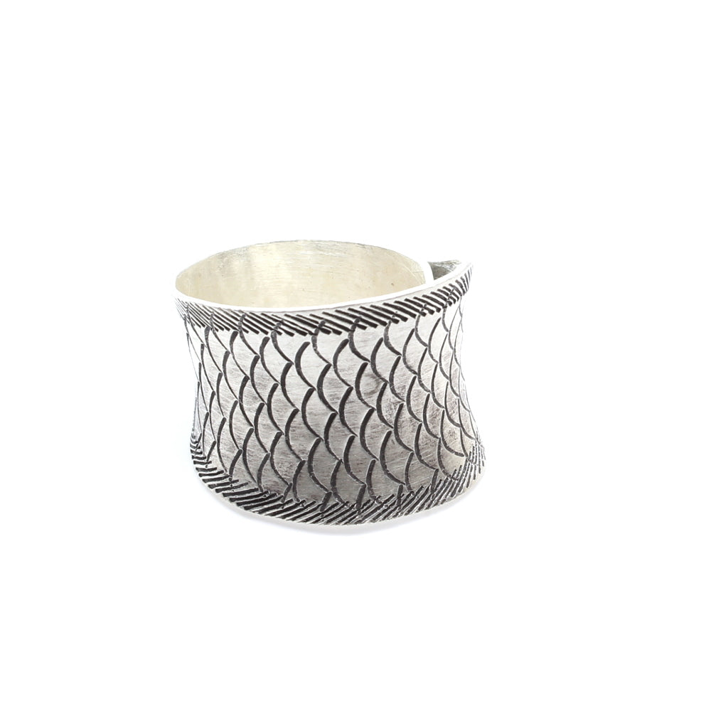 Real 925 Sterling Silver Fish Skin textured Women Ring