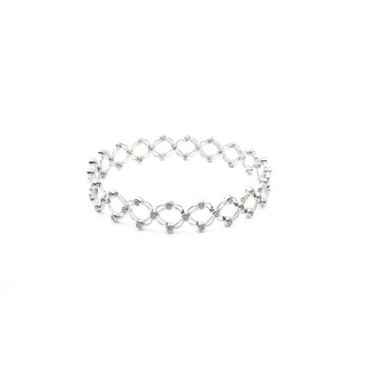 Real Silver White CZ 2 In 1 Ring Bracelet (Free Size)