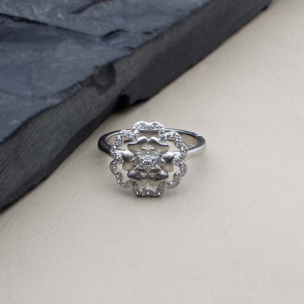 Cute Real 925 Sterling Silver CZ Women Ring