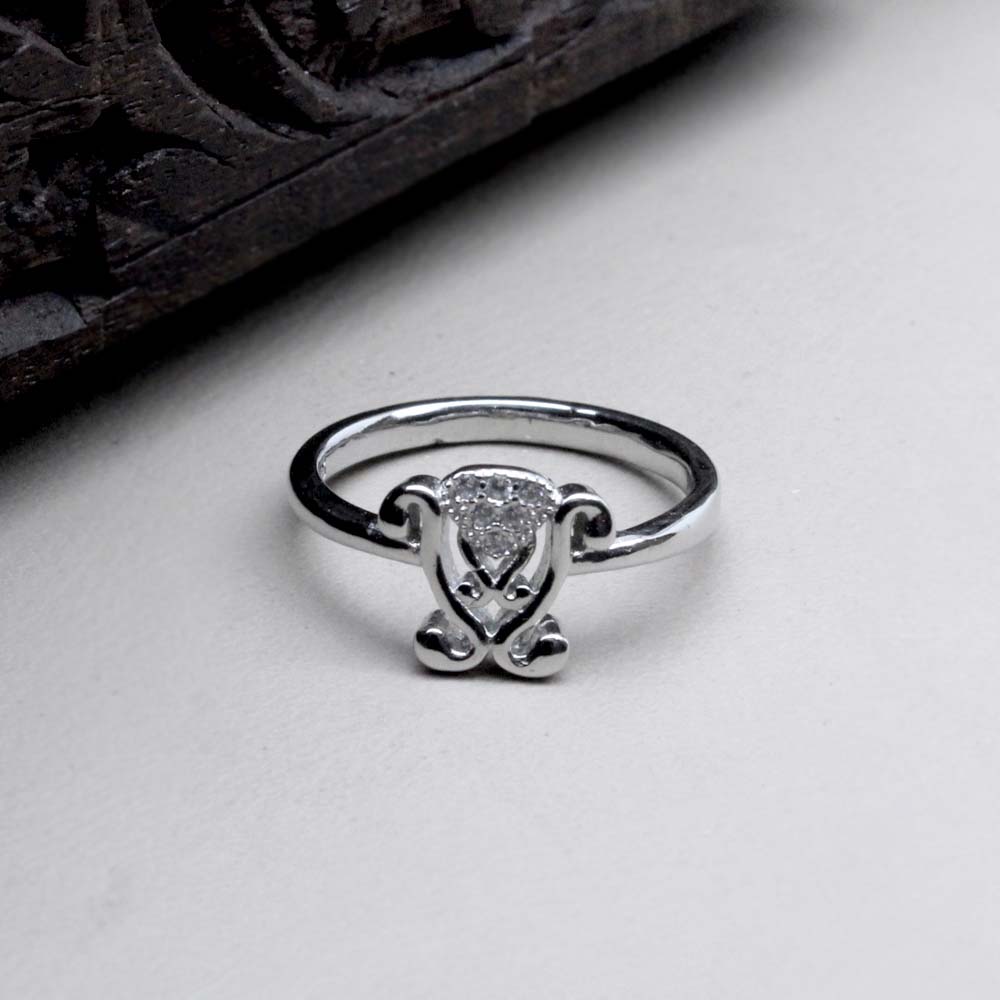 Vintage Style Embossed Lotus & Fish Adjustable Silver Ring, Buddhist S