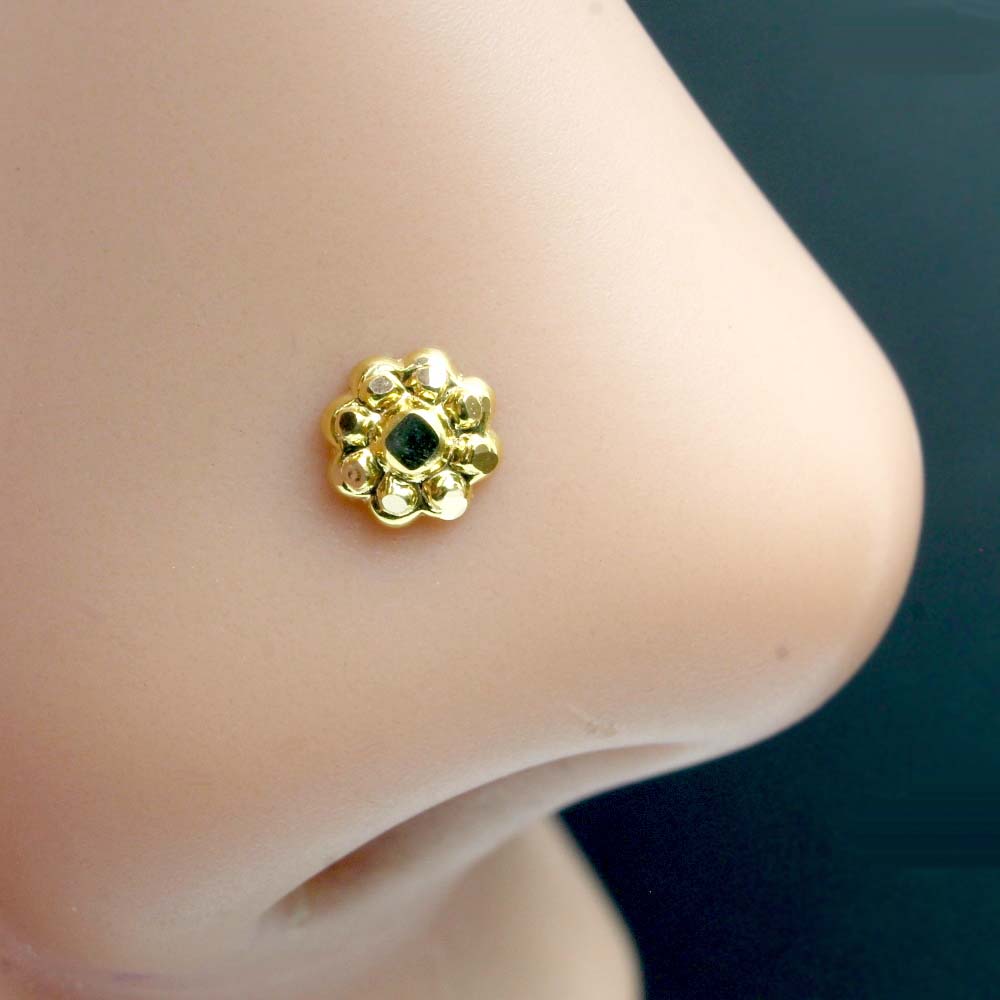 Real gold nose pin for women