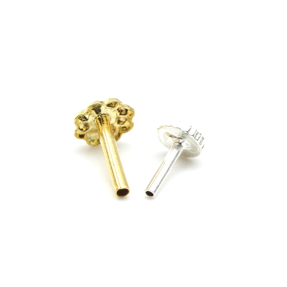 Nose pin 14k Real Gold with push pin