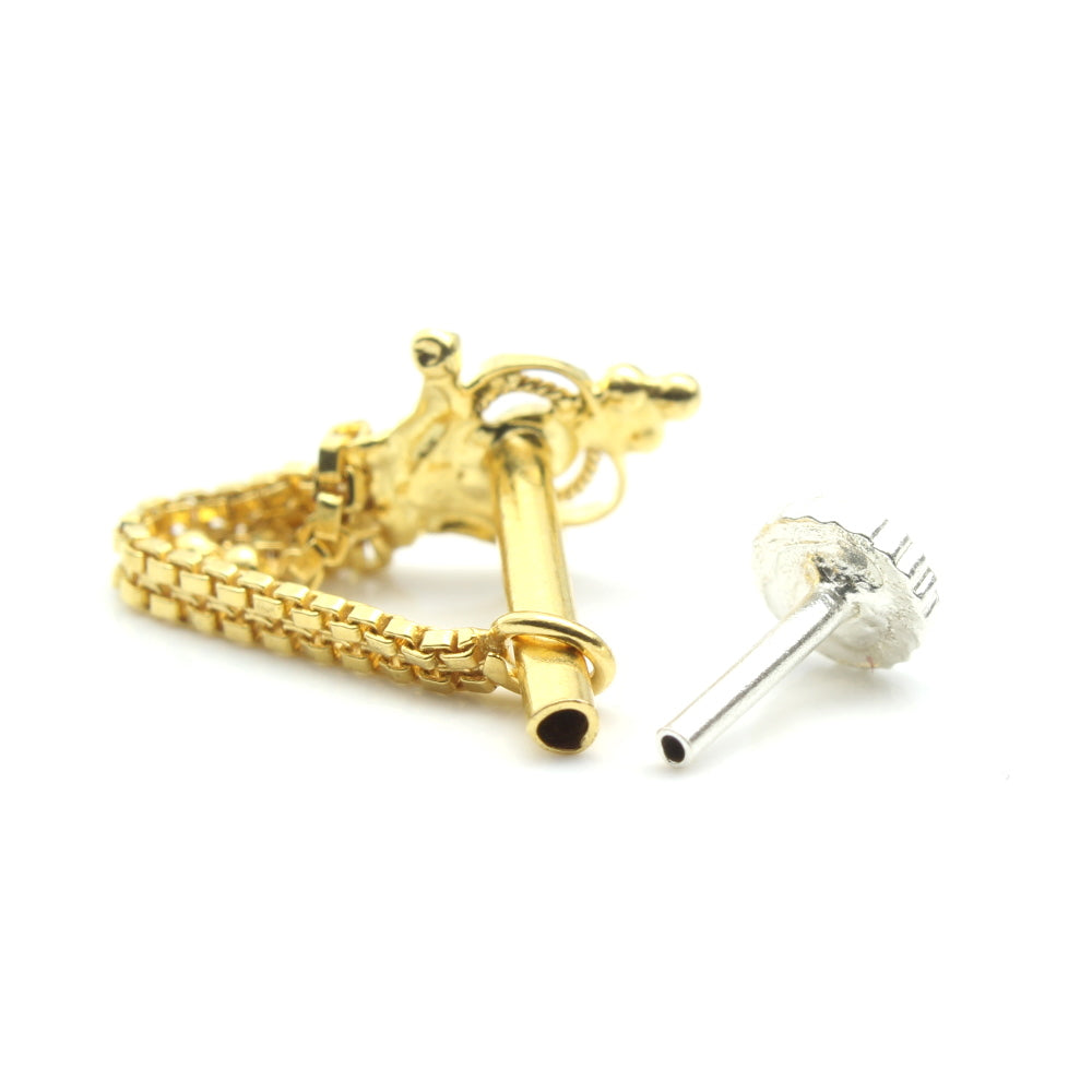 14K Real Gold Nose stud with push pin for women