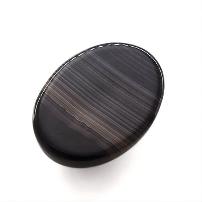 12.8Ct Natural Black and Grey Sulemani Hakik Oval Gemstone