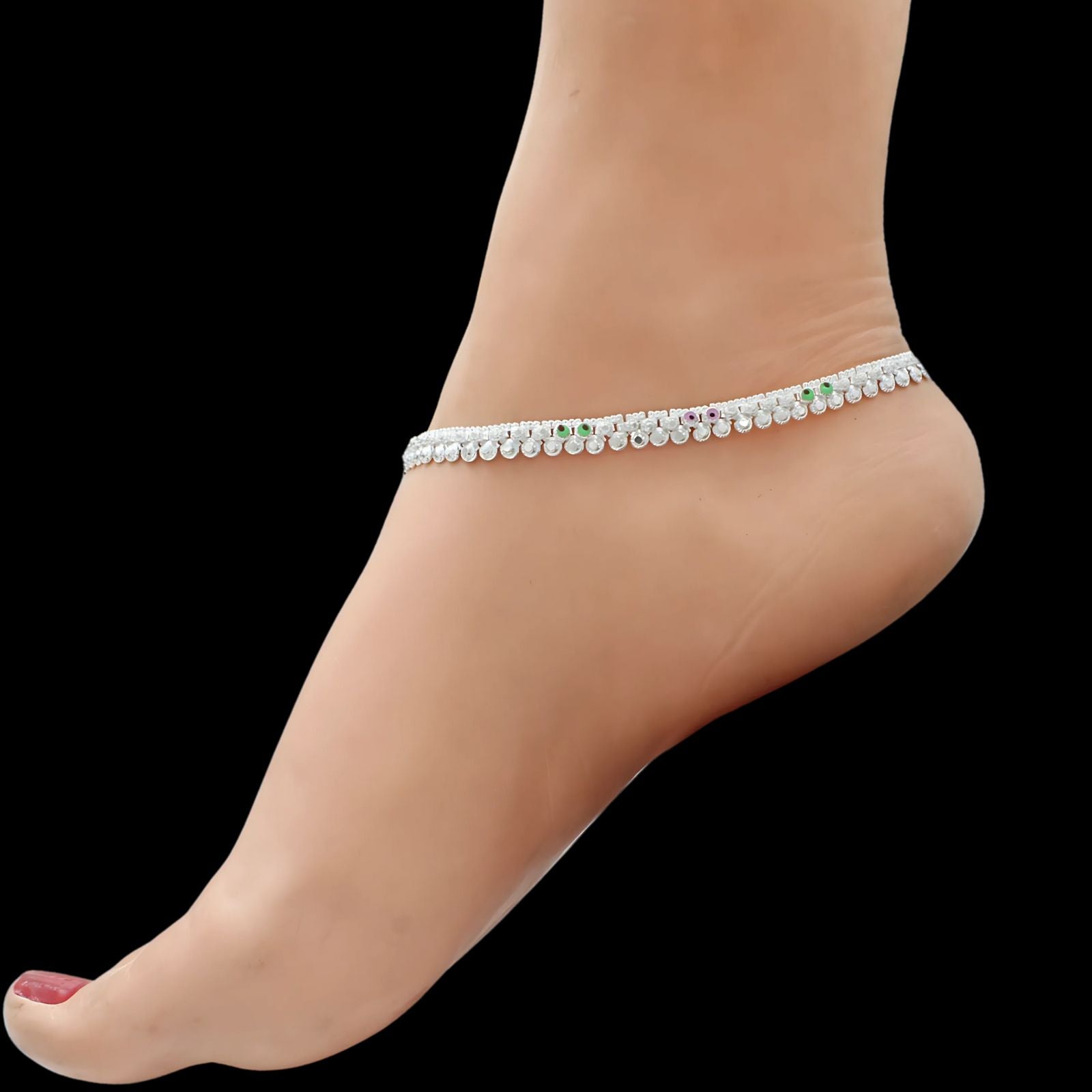 Real Silver women designer gifting payal Anklet Pair 10