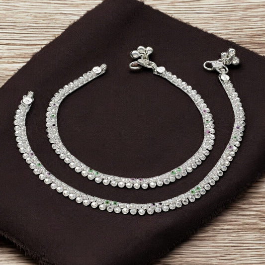 Real Silver women designer gifting payal Anklet Pair 10"