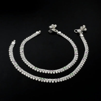Real Silver women designer gifting payal Anklet Pair 10"