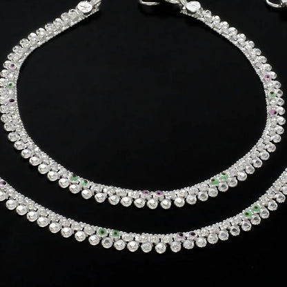 Real Silver women designer gifting payal Anklet Pair 10"