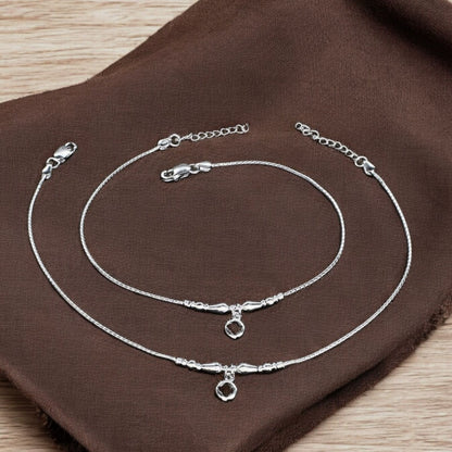 Real Silver daily stylish Anklet ghungroo payal Pair 10.5"