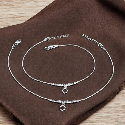 Real Silver daily stylish Anklet ghungroo payal Pair 10.5"