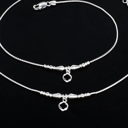 Real Silver daily stylish Anklet ghungroo payal Pair 10.5"