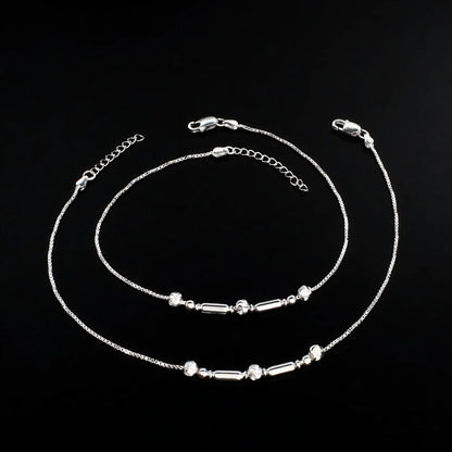 Real Silver women chain design Payal Anklet Pair 10.8"