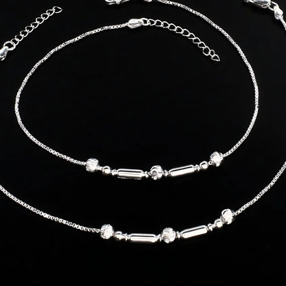 Real Silver women chain design Payal Anklet Pair 10.8"