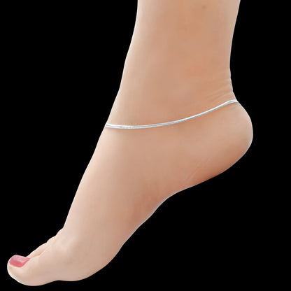 daily wear Real Silver women snake style chain Anklet Payal Pair 10.3"