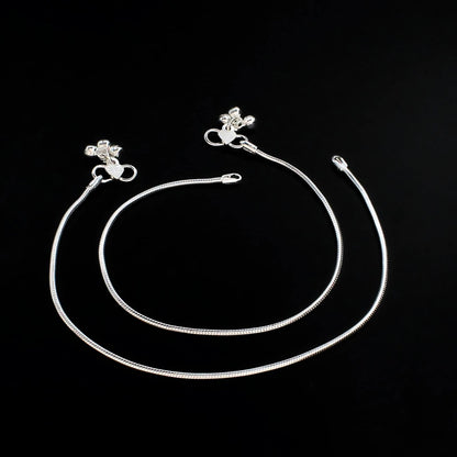 daily wear Real Silver women snake style chain Anklet Payal Pair 10.3"