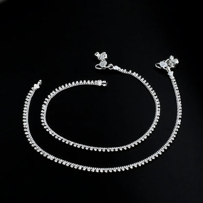 Real Silver beach wear women Anklet ghungroo payal Pair 10.3"