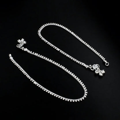 Real Silver beach wear women Anklet ghungroo payal Pair 10.3"