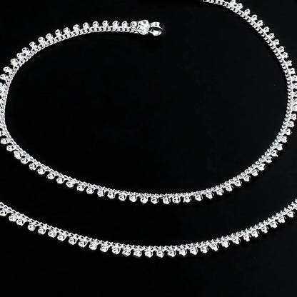 Real Silver beach wear women Anklet ghungroo payal Pair 10.3"