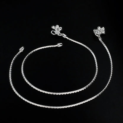 Real Silver women trendy Anklet Pajeb Pair 10.3"