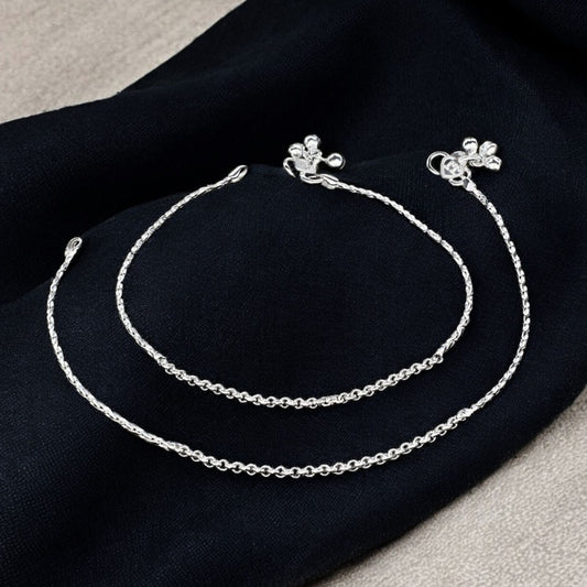 Real Silver women unique Anklet Payal Pair 10.3"