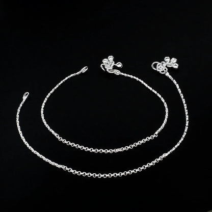 Real Silver women unique Anklet Payal Pair 10.3"