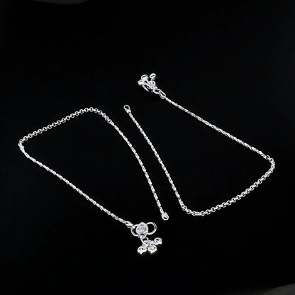 Real Silver women unique Anklet Payal Pair 10.3"