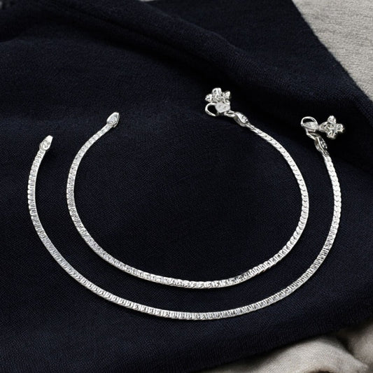 Real Silver women best Jhanjhar Anklet Pair 10.3"