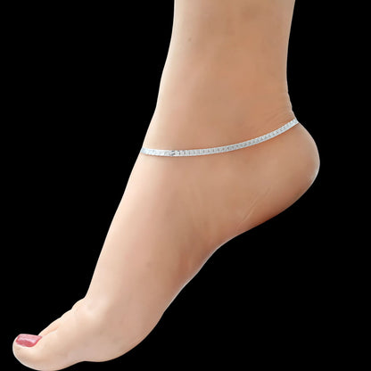 Real Silver women cultural design Pajeb Anklet Pair 10.3"
