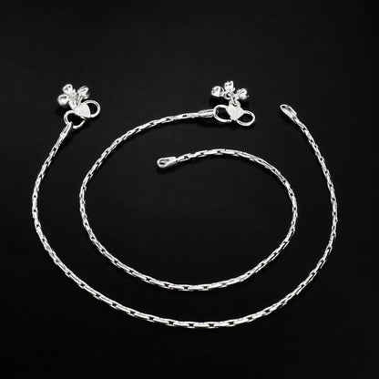 Real Silver women beach wear Payal Anklet Pair 10.3"