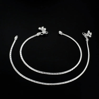 Real Silver women daily wear chain Payal Anklet Pair 10.3"