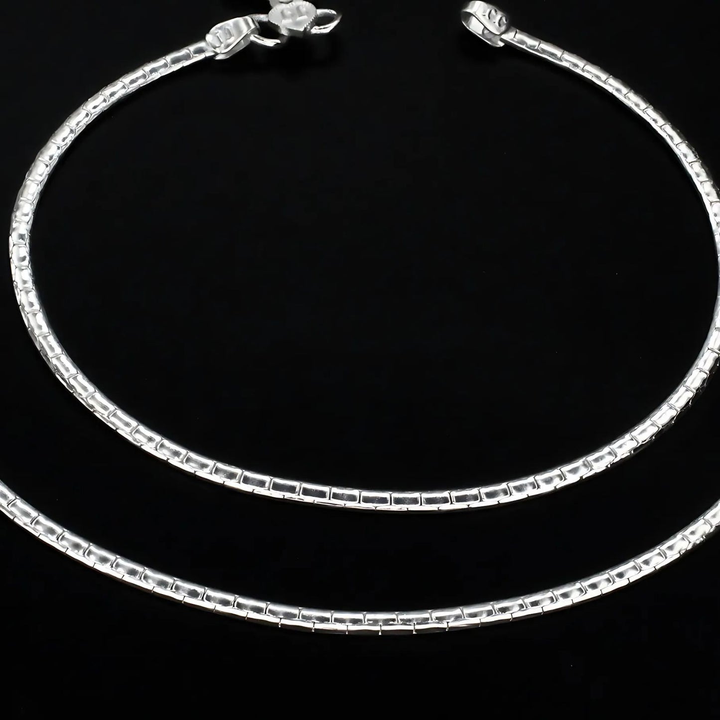 Real Silver women daily wear chain Payal Anklet Pair 10.3"