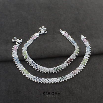 Daily wear Real Sterling Silver women Anklets Ankle Pair 10.2"