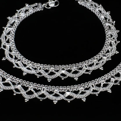 Real Sterling Silver cute women gifting Anklets Ankle Pair 10.3"