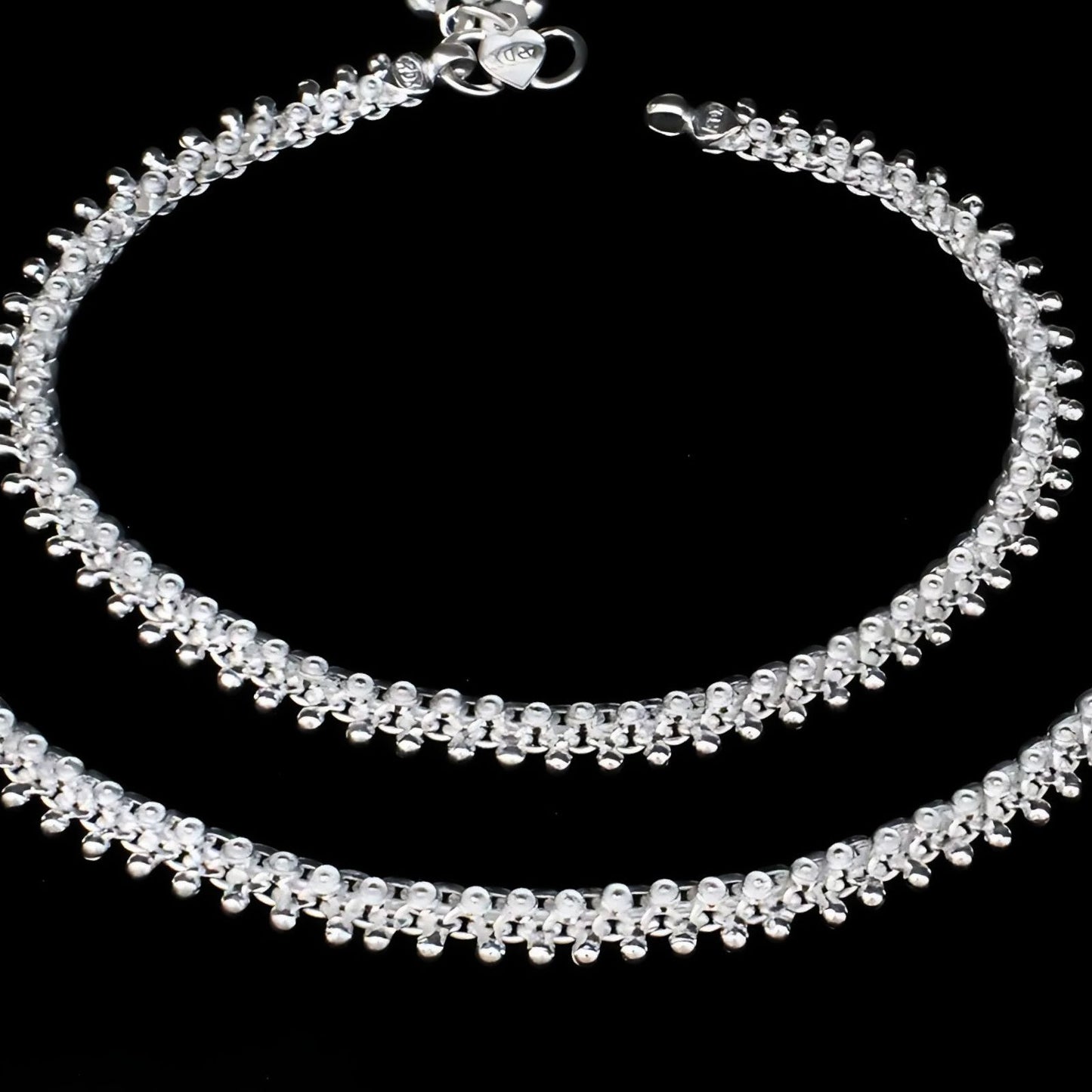 Real Sterling Silver women beach wear Anklets Ankle Pair 10.5"