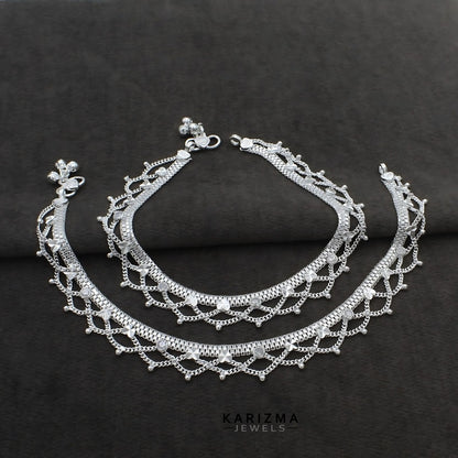 Real Sterling Silver women gifting jewelery Anklets Ankle Pair 10.5"