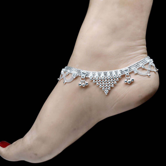 Real Silver Women Anklets Ankle Pair 10.5"