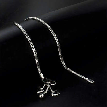 925 Sterling Silver women cuban Chain Anklet 10.3" - Single